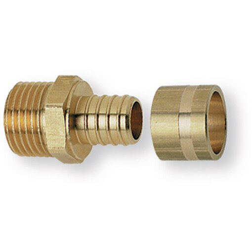 Raccord à glissement mâle fixe tube PER 10x12mm filetage 3/8